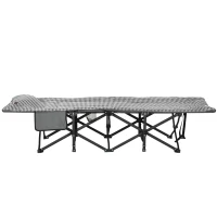 Outsunny Sonnenliege, klappbar, 1 Seitentasche, 1 Getränkehalter, 68 cm x 186 cm x 48 cm, Schwarz + Weiß(m-11)