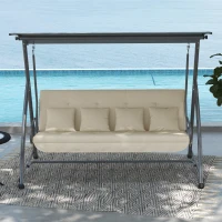 Outsunny Set de coussins pour balancelle Hollywood 170 cm Coussin de siège Coussin de balancelle Coussin de jardin Coussin de dossier Coussin latéral Beige(m-4)