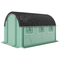 Outsunny 3 x 2 x 2 m Serre Tunnel en Polytunnel avec Filet Pare-Soleil, Parois Latérales Enroulables, Couverture en Plastique, Cadre en Acier, Vert(m-1)