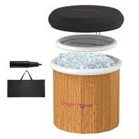 SPORTNOW Baignoire de glace, 300 litres bain de glace gonflable pour la relaxation musculaire avec couvercle, sac de transport, pompe à air, brun(m-1)