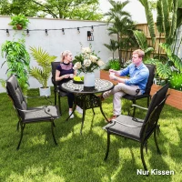Outsunny 4er Set Sitzkissen 108 x 50 x 5 cm Stuhlkissen mit Bändern, Outdoor Indoor Sitzauflage Dunkelgrau(m-7)