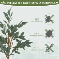 HOMCOM Planta Artificial de Louro 120 cm Planta Artificial Decorativa Grande Decoração para Casa Escritório Varanda Quarto Verde(m-7)
