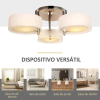 HOMCOM Candeeiro de Teto Moderno Candeeiro Suspenso com Ecrã em Acrílico e Suporte para Lâmpada E27 Ø64x20 cm Branco(m-6)