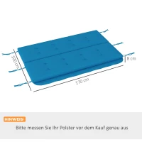 Outsunny Ensemble de Coussins pour Balancelle Hollywood 170 cm Coussin de Siège Coussin de Balançoire Coussin de Jardin Coussin de Dossier Coussin Latéral Bleu(m-3)