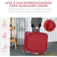 Outsunny Espreguiçadeira Dobrável Espreguiçadeira de Jardim com Encosto Ajustável em 5 Posições para Terraço 187x55x24 cm Vermelho(m-5)