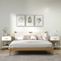 HOMCOM Bedside Table Set of 2, Modern Side Tables with Drawer and Shelf, Nightstands for Bedroom, White(m-10)