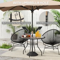 Outsunny Glass-Top Garden Table, with Parasol Hole - Black(m-4)