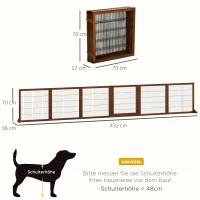 PawHut Barrière de Confinement pour Chiens, Pliable, en Pin, 432 x 36 x 70 cm, Café(m-3)