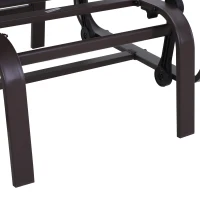 Outsunny Chaise à Bascule Jardin Chaise de Jardin Chaise Longue de Jardin Métal Texteline Marron 60 x 73 x 104 cm(m-5)