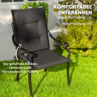 Outsunny 4er Set Sitzkissen 108 x 50 x 5 cm Stuhlkissen mit Bändern, Outdoor Indoor Sitzauflage Dunkelgrau(m-4)