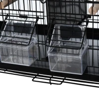 PawHut Gaiola para Pássaros com Divisória Ganchos Superiores Portas Comedouros Poleiros e Bandeja Amovível 59,5x26,5x39,5 cm Preto(m-9)