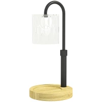 HOMCOM Candeeiro de Mesa Candeeiro Aquecedor de Vela com Base de Madeira Ecrã de Vidro Ø15x32,5 cm Multicor(m-10)