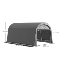 Outsunny /Remise de jardin en plastique, tente d'outils, garage pliable, 300L x 450l x 230H cm, Gris foncé(m-3)