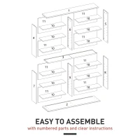HOMCOM 16-Compartment Media Shelf- White(m-7)