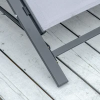Outsunny 3 Pieces Lounge Chair Set Metal Frame Garden Outdoor Recliner Sunbathing Chair with Table, Light Grey(m-10)