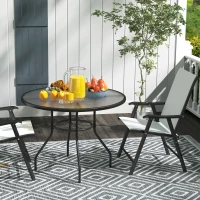 Outsunny Glass-Top Garden Table, with Parasol Hole - Black(m-8)