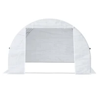 Outsunny Tunnel-Gewächshaus, begehbar, aufrollbare Wände, Tür mit Reißverschluss, verzinkter Stahlrahmen, 4 x 3 x 2 m, Weiß(m-11)
