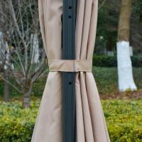 Outsunny 3(m) LED Cantilever Parasol Outdoor Sun Umbrella w/ Base Solar Lights Brown(m-10)