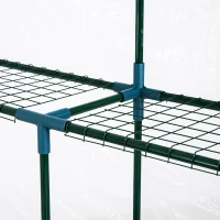 Outsunny Foliengewächshaus begehbares Gartenhäuschen Tomatengewächshaus Treibhaus Frühbeet mit 6 Regalen Transparent Stahl PVC-Kunststoff 143 x 143 x 195 cm(m-11)