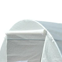 Outsunny Gewächshaus 595x300x200cm Foliengewächshaus Tomatenhaus mit Tür, Fenster, Folientunnel aus verzinktem Stahl, Pflanztunnel, Treibhaus inkl. Erdanker Seilen, Gartentunnel, Weiß(m-10)