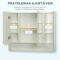 kleankin Armário Casa de Banho com Espelho Armário de Parede com Prateleira Ajustável e Compartimento 90x15x75 cm Madeira Clara(m-6)