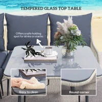 Outsunny Six-Piece Rattan Strong Garden Sofa Set - Grey(m-6)