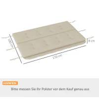Outsunny Set de coussins pour balancelle Hollywood 170 cm Coussin de siège Coussin de balancelle Coussin de jardin Coussin de dossier Coussin latéral Beige(m-3)