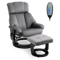 HOMCOM Fauteuil de massage Fauteuil de télévision avec fonction de couchage Fauteuil avec repose-pieds Fonction de massage en polyester velouté Gris 76 x 80 x 102 cm(m-1)