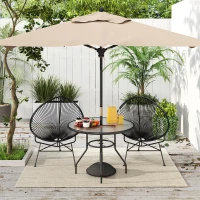 Outsunny Glass-Top Garden Table, with Parasol Hole - Black(m-2)