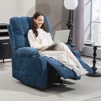 HOMCOM Fauteuil Relaxant avec Repose-pieds, Fauteuil inclinable, pivotant, jusqu'à 150 kg, Cadre en acier, 88x96x108cm, Bleu foncé(m-4)