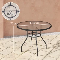 Outsunny Glass-Top Garden Table, with Parasol Hole - Black(m-3)