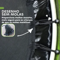 HOMCOM Trampolim Infantil Ø140x190 cm Trampolim para Crianças de 3-6 Anos com Rede de Segurança Carga 45 kg para Interior Verde(m-7)