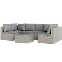 Outsunny Seven-Piece Modular Rattan Set - Grey(m-10)