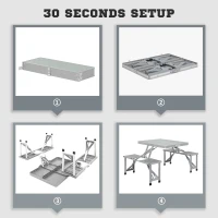 Outsunny Folding Picnic Table with 4 Seats and Umbrella Hole - Grey(m-4)