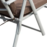 Outsunny Sun Lounger Steel Frame Outdoor Folding Chaise Texteline Lounge Chair Recliner with Headrest & 7 Levels Adjustable Backrest, Brown(m-10)