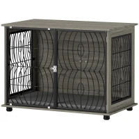 PawHut Chenil pour Chiens, Cage de Séjour Verrouillable pour Grands Chiens, Gris(m-1)