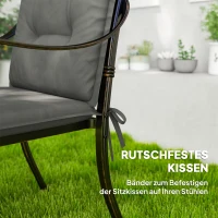 Outsunny 4er Set Sitzkissen 108 x 50 x 5 cm Stuhlkissen mit Bändern, Outdoor Indoor Sitzauflage Hellgrau(m-6)