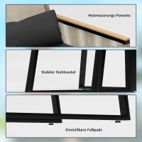 Outsunny Ensemble de meubles de jardin en rotin synthétique pour 4 personnes, résistant aux intempéries avec canapé 2 places, 2 chaises et table en verre noir(m-4)