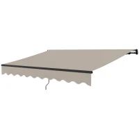 Outsunny Toldo Manual Retrátil 360x220 cm Toldo para Balcão com Manivela de Alumínio e Proteção UV30+ Toldo Enrolável de Exterior Creme(m-11)