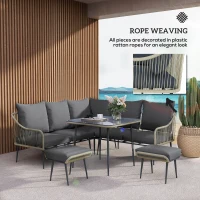 Outsunny Six-Piece Rattan Strong Garden Sofa Set - Grey(m-7)