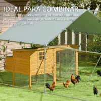 PawHut Galinheiro para Exterior 3x6 m Galinheiro de Aço Galvanizado com Comedouro Suspenso Tipo Espeto Poleiro Anti-UV Prata(m-7)
