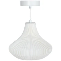 HOMCOM Candeeiro Suspenso Moderno Candeeiro de Teto com Ecrã de Impressão 3D Iluminação para Sala de Jantar Ø22x18 cm Branco(m-11)