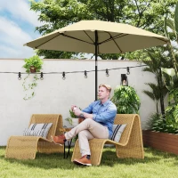 Outsunny Parasol de 2,3 m sans base, Parasol de terrasse inclinable avec manivelle, Polyester, Aluminium, Fibres de verre, Beige(m-5)