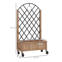 Outsunny Ensemble de 2 bacs surélevés avec treillis, roulettes, treillis en bois pour plantes 152x25x97cm Marron(m-3)