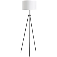 HOMCOM Candeeiro de Pé Moderno Candeeiro de Pé para Sala de Estar com Ecrã Redondo Tripé e Suporte para Lâmpada E27  Ø37x152 cm Branco e Preto(m-1)