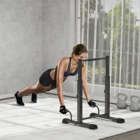 SPORTNOW Station de Dips, Support de Pompes, Ajustable en Hauteur de 93 à 117 cm, Capacité de Charge de 540 kg, Entraînement Complet du Corps, Noir(m-2)