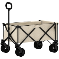 Outsunny Chariot de jardin 100 kg charge, chariot pliable avec bâche amovible, 90 x 48 x 92 cm Beige