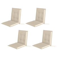 Outsunny 4er Set Sitzkissen 108 x 50 x 5 cm Stuhlkissen mit Bändern, Outdoor Indoor Sitzauflage Beige(m-1)