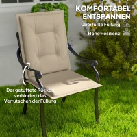 Outsunny 4er Set Sitzkissen 108 x 50 x 5 cm Stuhlkissen mit Bändern, Outdoor Indoor Sitzauflage Beige(m-4)