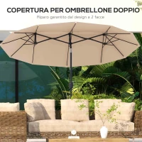 Outsunny Ombrellone Doppio Inclinabile a 45° con Manovella e Prese d'Aria, in Acciaio e Poliestere, 285x147x227 cm, Caffè(m-5)